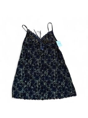 ✨NWT✨ Black Lace and Velvet Arianne Slip Chemise Dress Gold Large Made in Canada